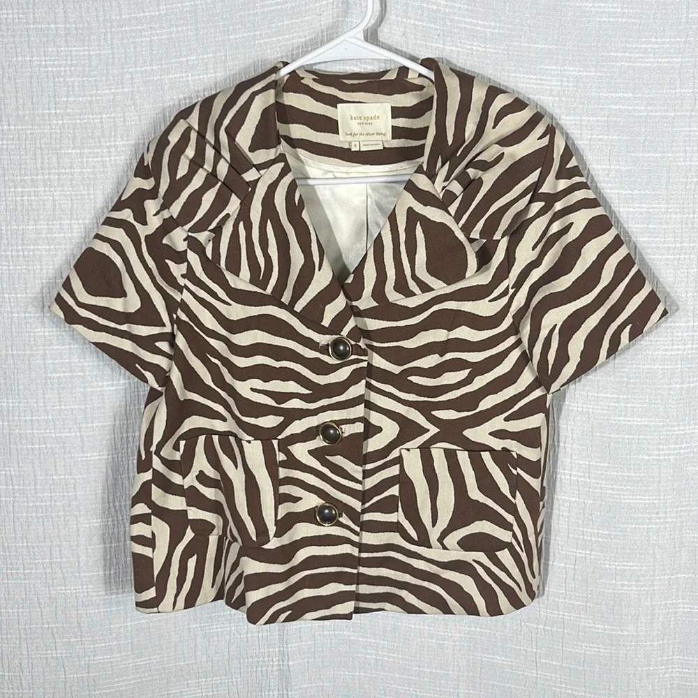 Kate Spade Brown Rose Zebra Safari Jacket size 6‎